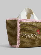 [MARNI]  Green macramé Sillo small shopper - OLIVE/PINK/NATURAL