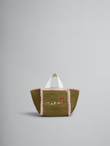 [MARNI]  Green macramé Sillo small shopper - OLIVE/PINK/NATURAL