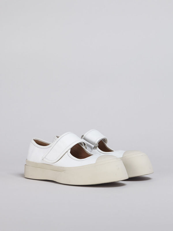 [MARNI] WHITE NAPPA LEATHER MARY JANE SNEAKER- LILY WHITE