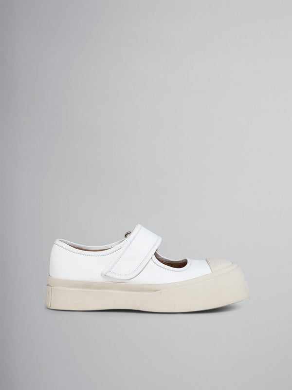 [MARNI] WHITE NAPPA LEATHER MARY JANE SNEAKER- LILY WHITE