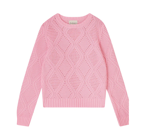 [JUMPER1234]  Diamond Texture Crew - Pink Marl