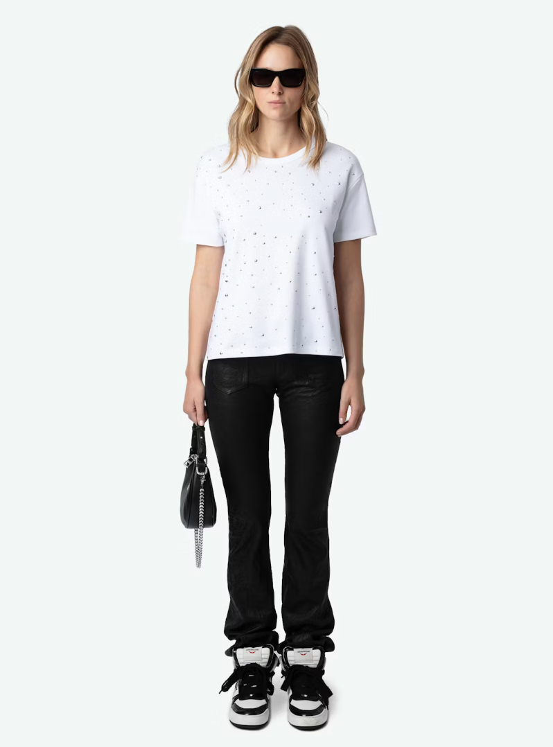 [Zadig & Voltaire] MARTA Studded T-Shirt  - BLANC