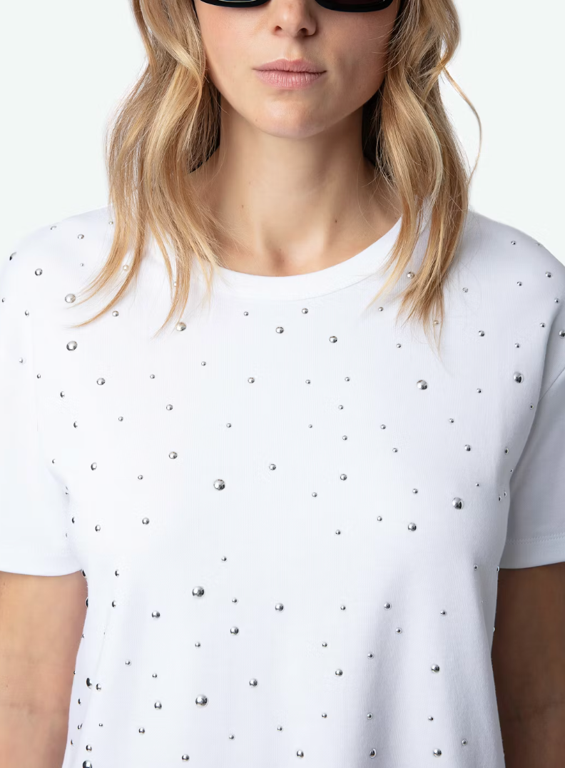 [Zadig & Voltaire] MARTA Studded T-Shirt  - BLANC