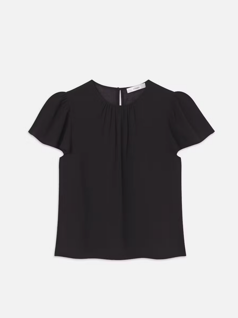 [FRAME] RUFFLE SLEEVE BLOUSE - BLACK