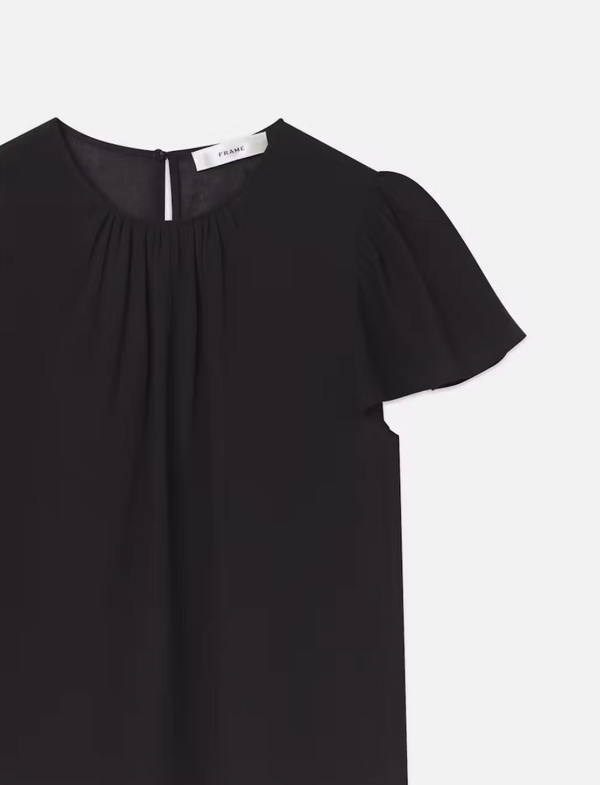 [FRAME] RUFFLE SLEEVE BLOUSE - BLACK