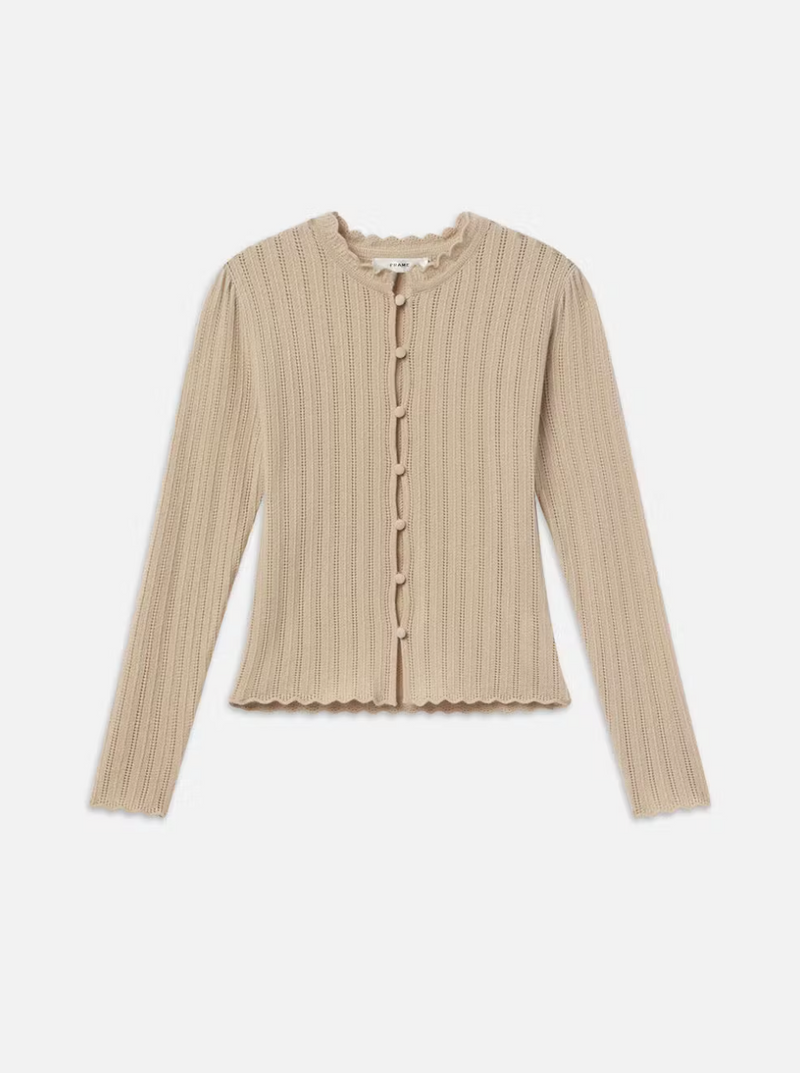 [FRAME] RUFFLE NECK CARDIGAN - TAUPE