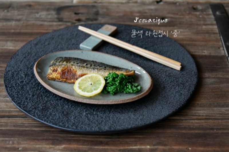 [JINMUK] WC TILE PLATE M |물빛 타원 접시 (중)