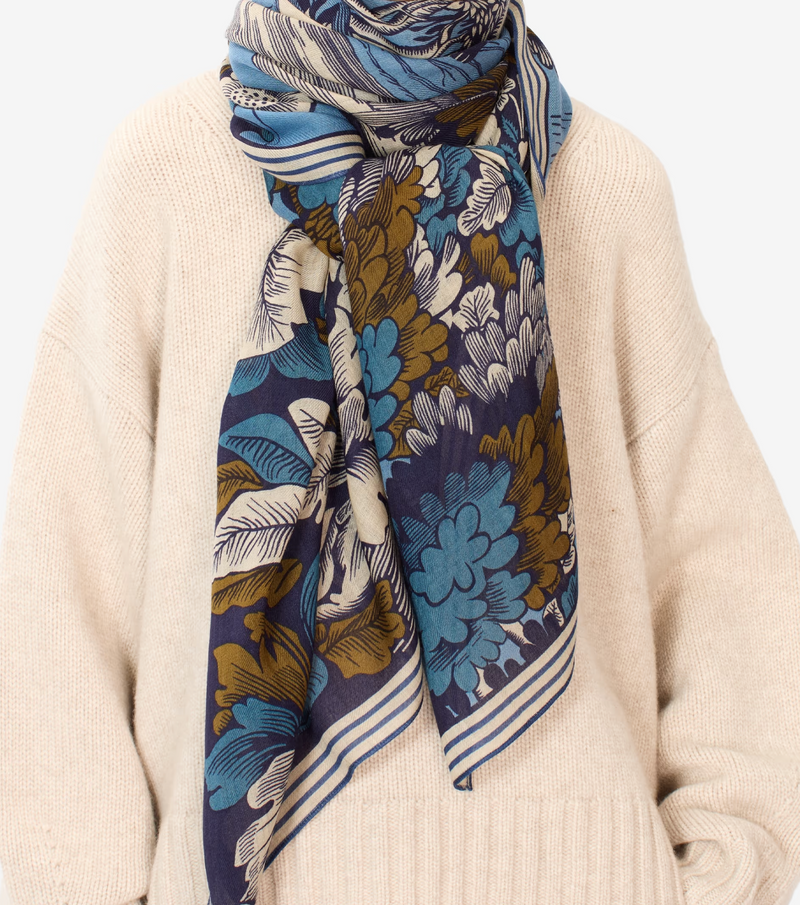 [INOUI] Scarf 90  Panthere - Blue