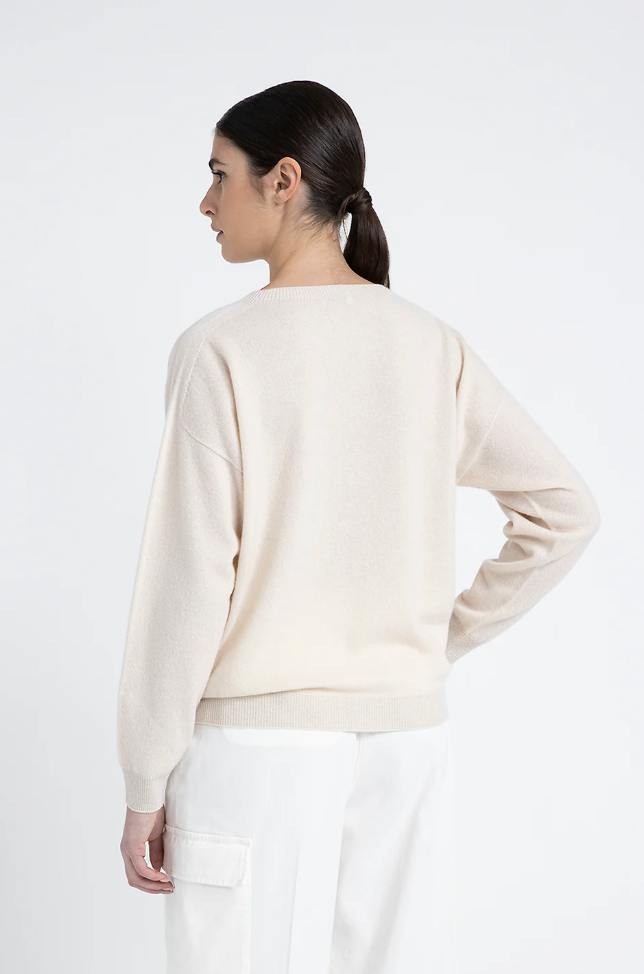 [PESERICO] Crew neck sweater - BARLEY