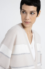 [PESERICO] STRIPED CARDIGAN - PEARL BEIGE