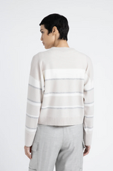 [PESERICO] STRIPED CARDIGAN - PEARL BEIGE