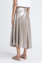 [PESERICO] ASYM. SILVER MIDI SKIRT - MACCHIATO