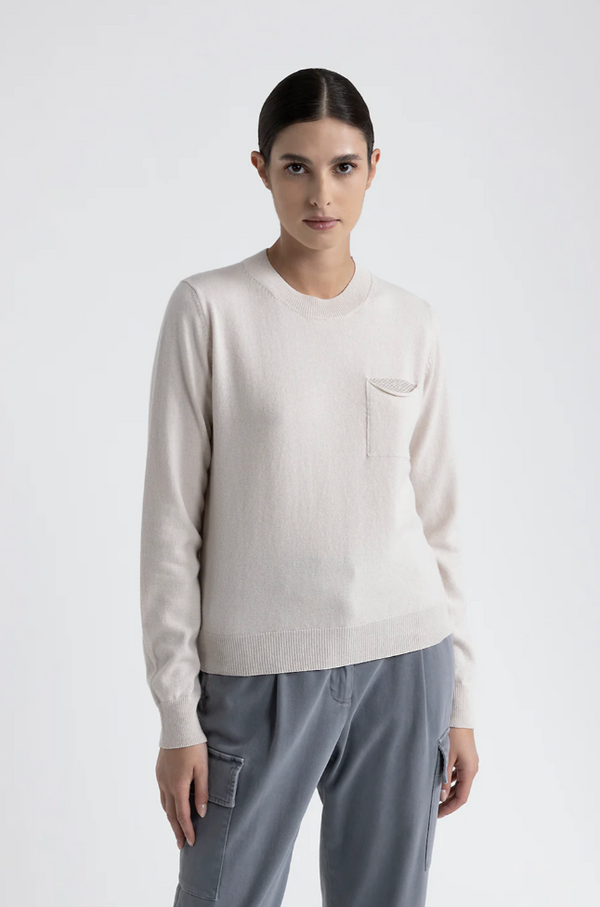 [PESERICO] Crew Neck SWEATER - PEARL BEIGE