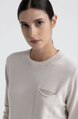 [PESERICO] Crew Neck SWEATER - PEARL BEIGE