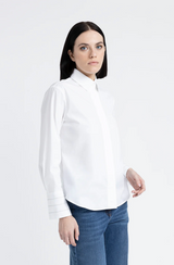 [PESERICO] STRETCH COTTON POPLIN SHIRT - PURE WHITE