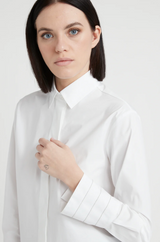 [PESERICO] STRETCH COTTON POPLIN SHIRT - PURE WHITE