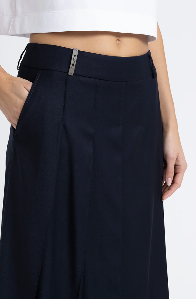 [PESERICO] MIDI SKIRT VISCOSE AND ORGANDY - INKWELL BLUE