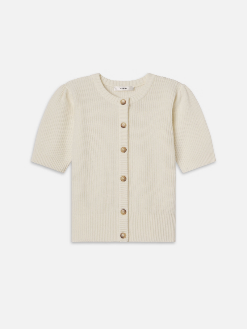 [FRAME] Shrunken Short Sleeve Cardigan - Cream