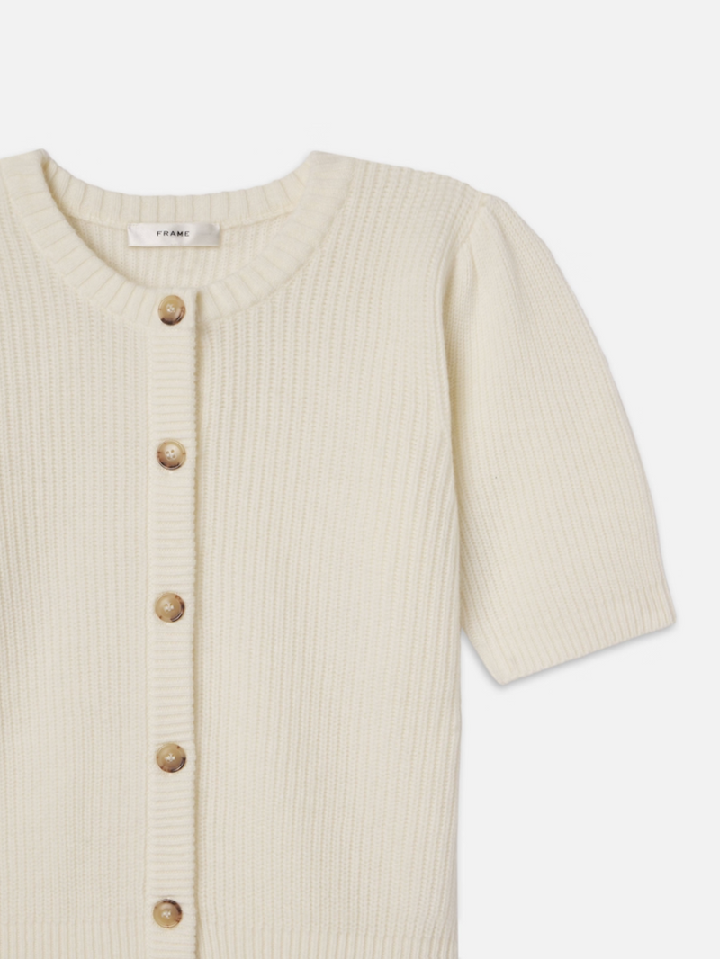 [FRAME] Shrunken Short Sleeve Cardigan - Cream