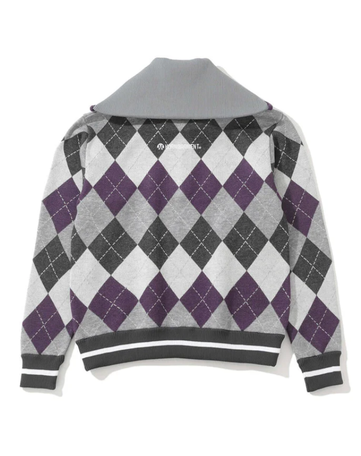 [Mark&Lona] Woodville Argyle Sailor Collar Knit - Purple