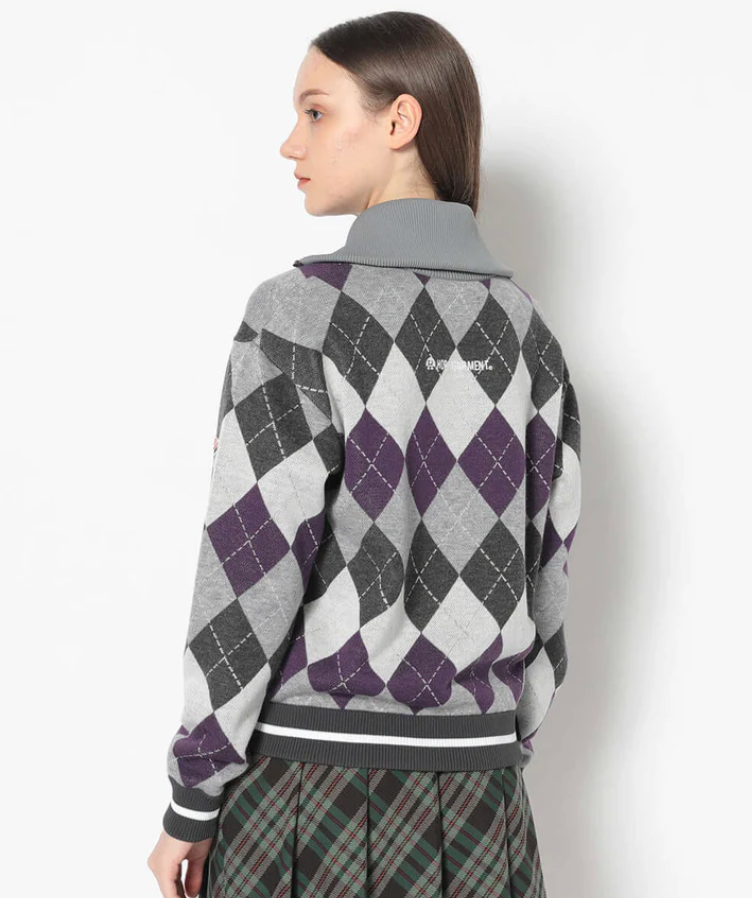 [Mark&Lona] Woodville Argyle Sailor Collar Knit - Purple