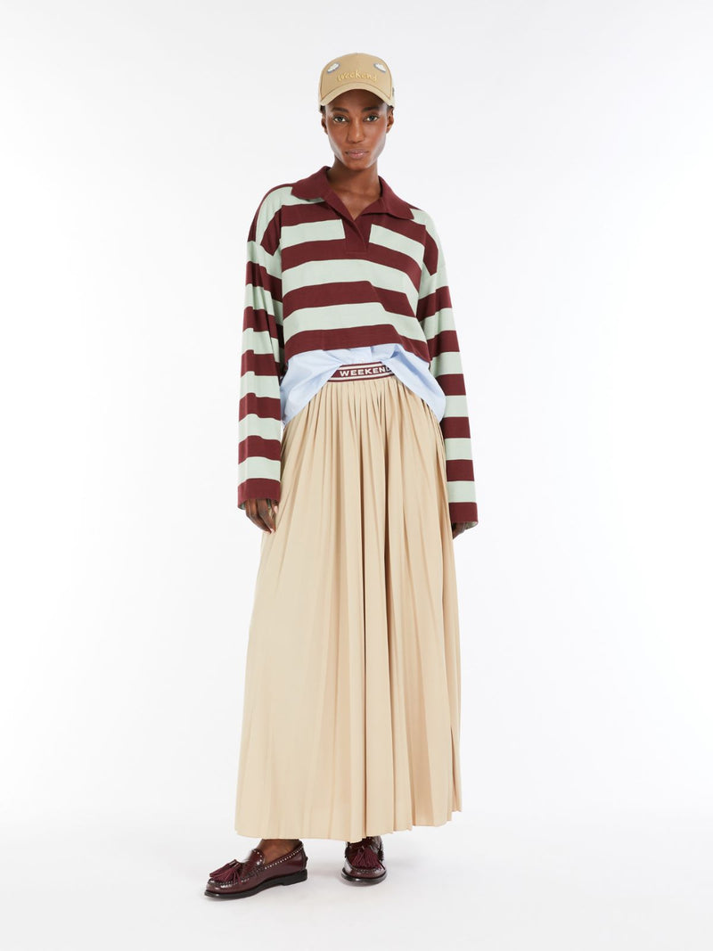 [Max Mara] Bleu Pleated Jersey Long Skirt- Sand