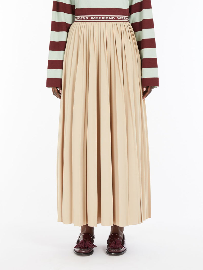 [Max Mara] Bleu Pleated Jersey Long Skirt- Sand