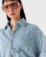 [S.McCARTNEY] Oversized Denim Bouclé Shirt- Light Blue