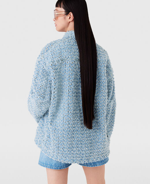 [S.McCARTNEY] Oversized Denim Bouclé Shirt- Light Blue