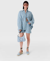 [S.McCARTNEY] Oversized Denim Bouclé Shirt- Light Blue