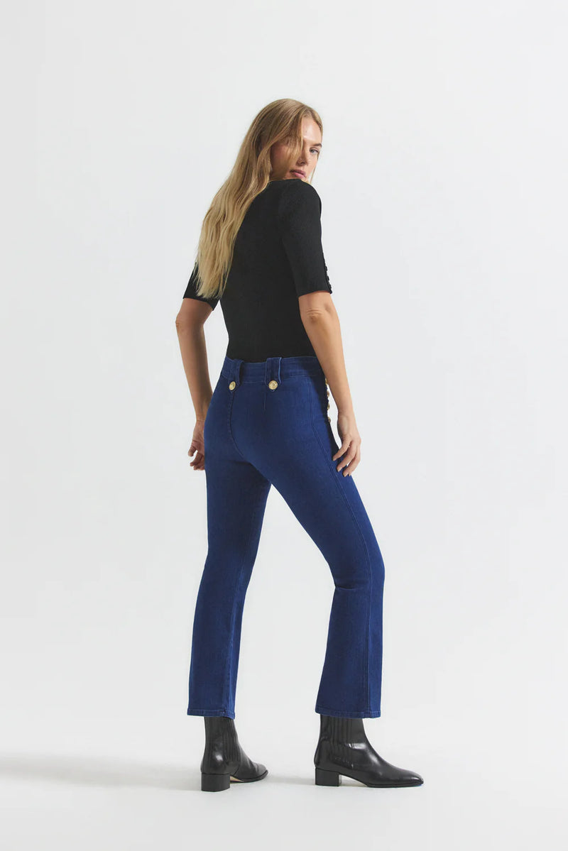 [DEREK LAM] ROBERTSON CROP FLARE JEANS - DARK WASH