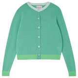 [Jumper1234] Cashmere Contrast Rib Cardigan - Mint/Apple