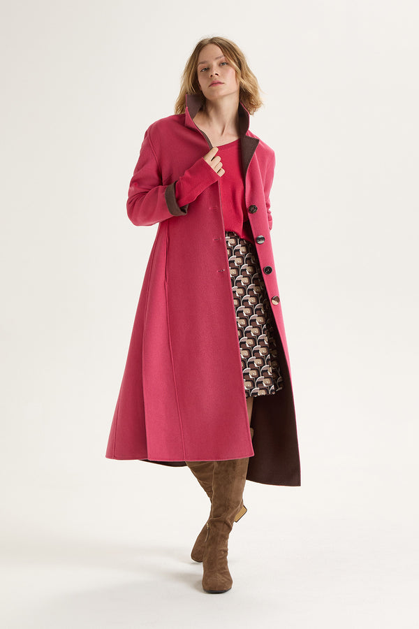 [MALIPARMI] Cappotto Double Wool Coat - Pink/Brown