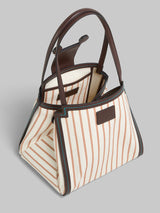 [Marni] Brown Leather and Striped Canvas Mini Riviera Bag