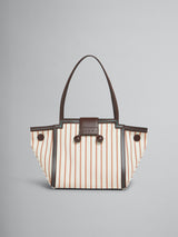 [Marni] Brown Leather and Striped Canvas Mini Riviera Bag