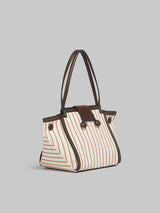 [Marni] Brown Leather and Striped Canvas Mini Riviera Bag