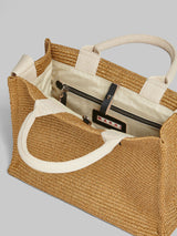 [Marni] Natural-Coloured Raffia-Effect Small Tote Bag - Raw Sienna/Natural