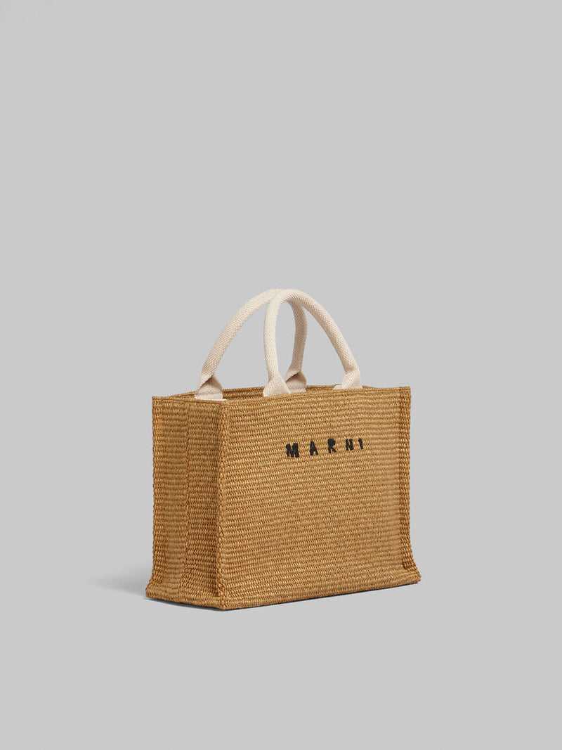 [Marni] Natural-Coloured Raffia-Effect Small Tote Bag - Raw Sienna/Natural