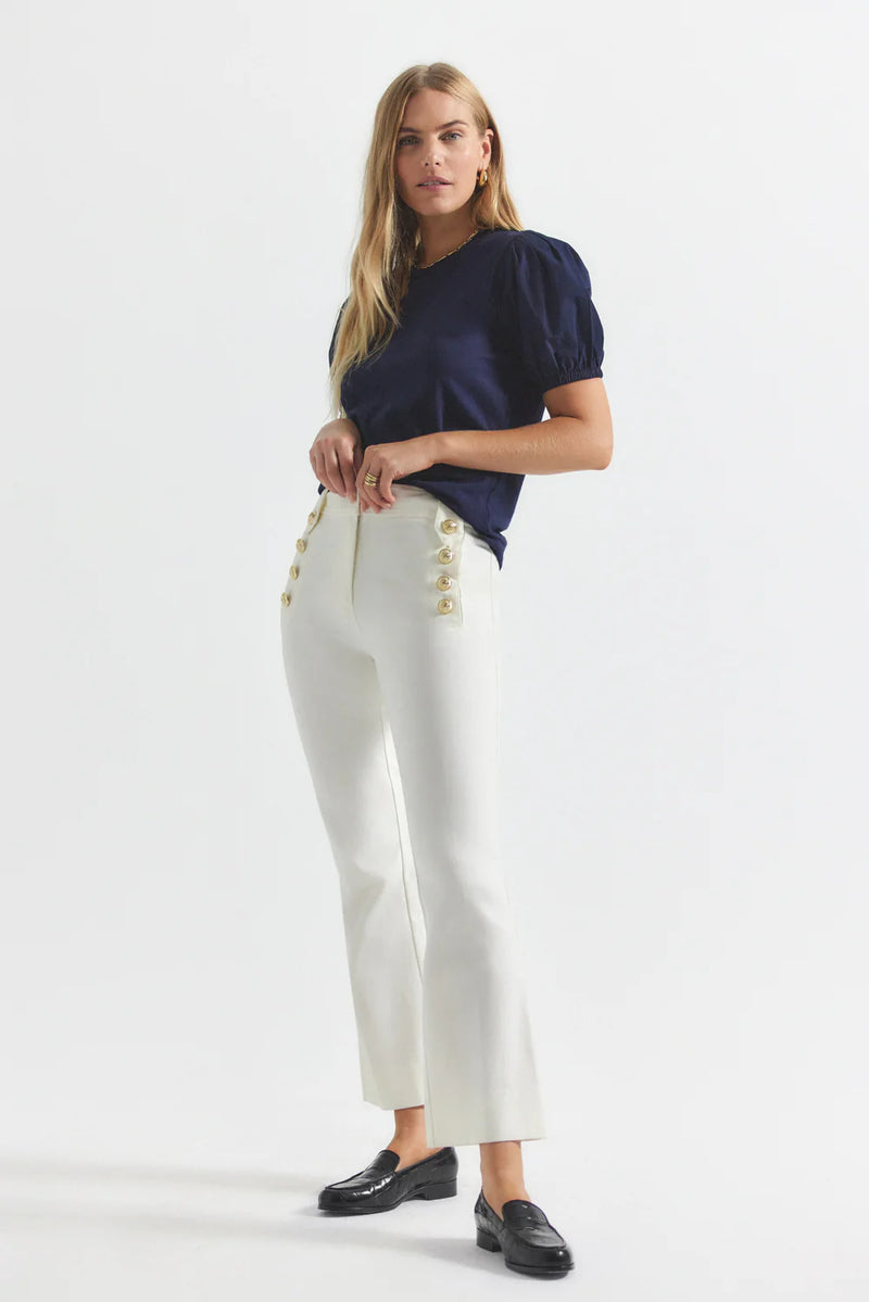 [DEREK LAM] ROBERTSON CROP FLARE TROUSERS - SOFT WHITE