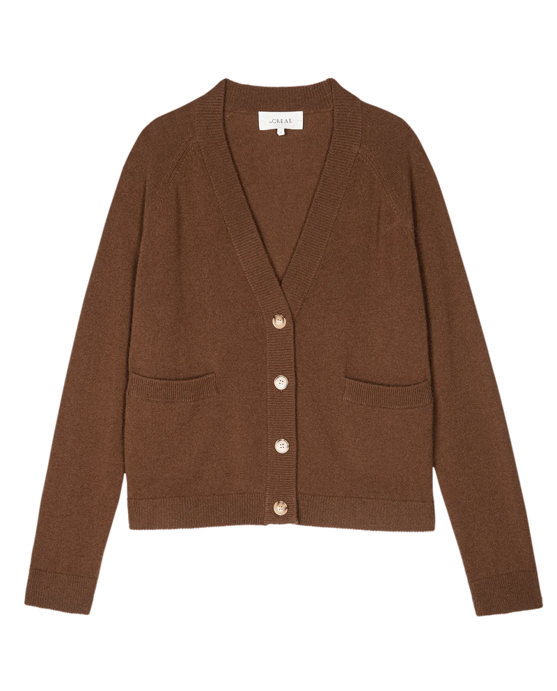 [THE GREAT] CASHMERE VARSITY CARDIGAN - SANTAL