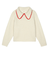 [THE GREAT] The Crochet Collar Pullover - White