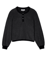 [THE GREAT] THE  FLEECE HENLEY SWEATSHIRT  - BLACK