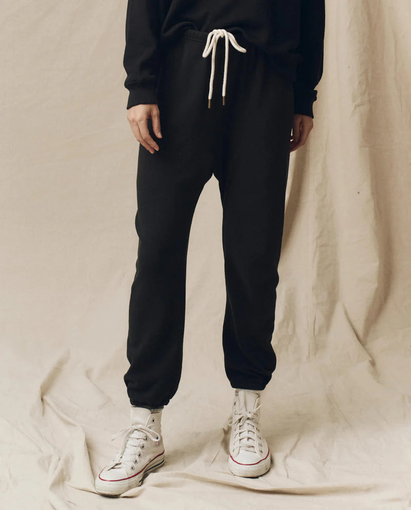 [THE GREAT] THE FLEECE STADIUM SWEATPANT  -  BLACK