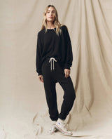 [THE GREAT] THE FLEECE STADIUM SWEATPANT  -  BLACK