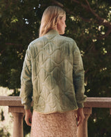 [The Great] The Quilted Liner Jacket - Mottled Green