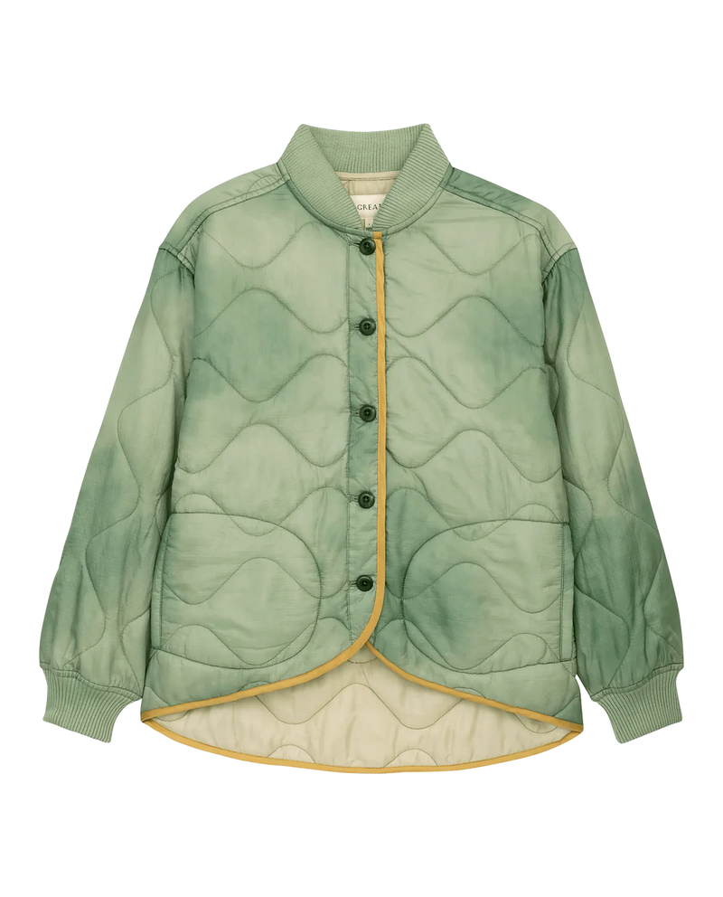 [The Great] The Quilted Liner Jacket - Mottled Green