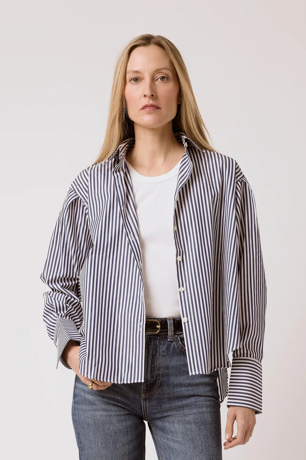 [T.LINE] The Isabel Shirt - Navy Stripe