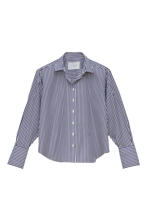 [T.LINE] The Isabel Shirt - Navy Stripe